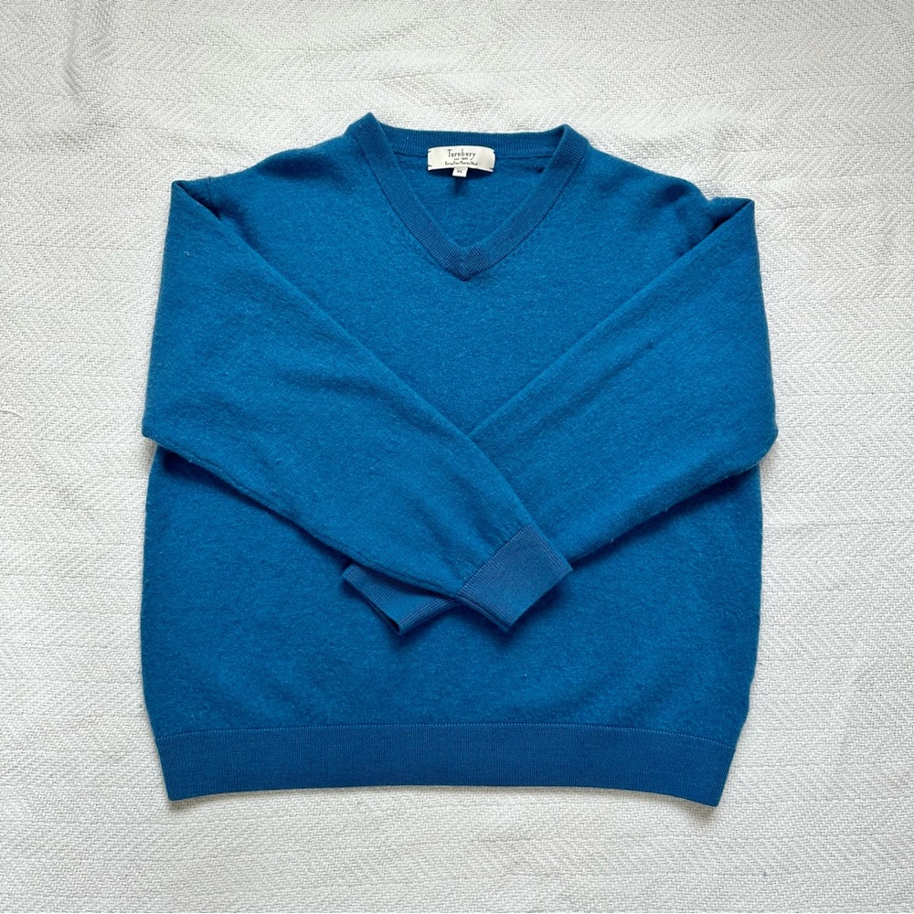 Blue Turnbury 100% Extra Fine Merino Wool Sweater